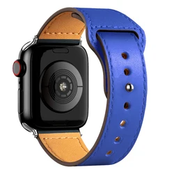 Premium Leather Strap for Smartwatch Bands - Elegant and Durable Bracelet Replacement (Blue)