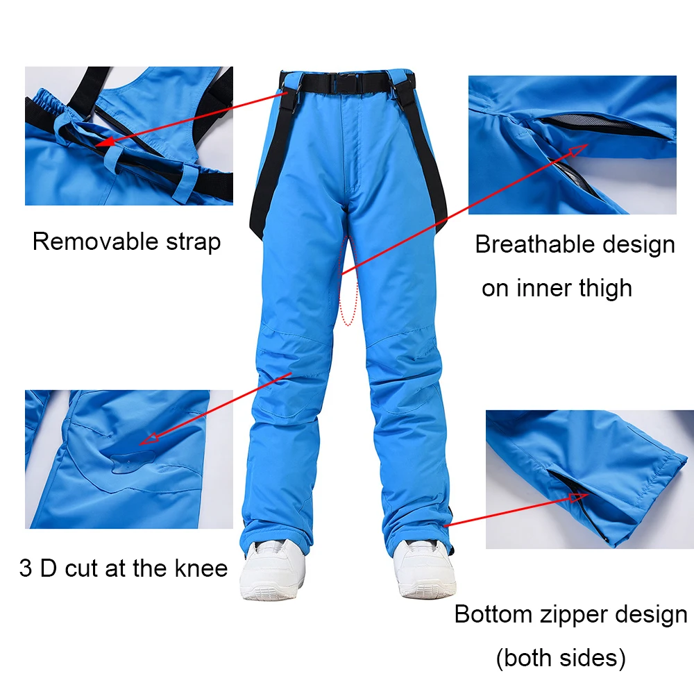 Men's Winter Ski Suit Windproof Waterproof Snowboarding Skiing Jacket Pants Male Snow Costumes Overalls Plus Size 3XL for Winter Jacket Ski Jacket Men Snow Jumpsuit