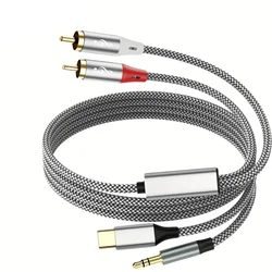 High - Quality 3.5mm to Dual RCA Stereo Audio Cable - Premium Hi - Fi Sound for Versatile Audio Connections (Silver)