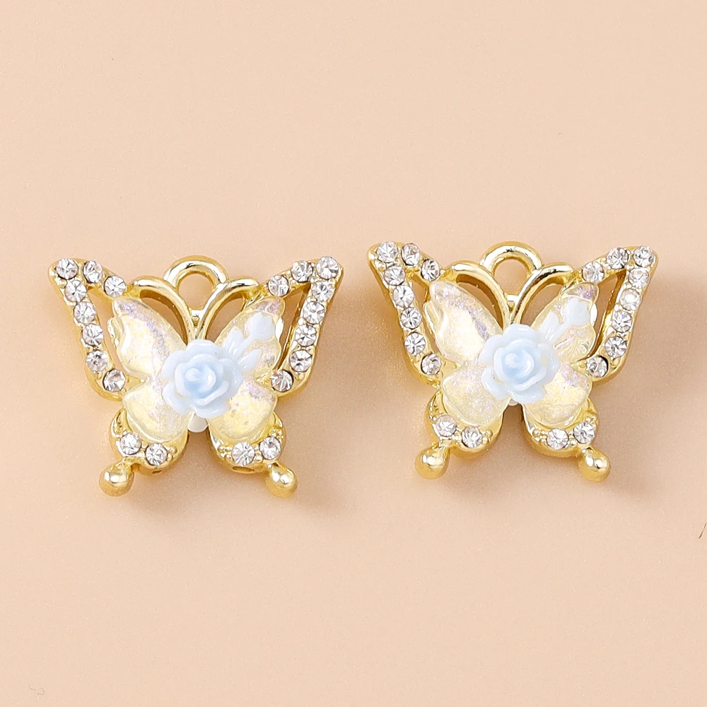 Leslie 5 Stück süße Y2K Luxuriöse Strass Schmetterling Charms Kristall Anhänger für DIY Halskette Armband Schmuckherstellung DIY Basteln – Detail 15