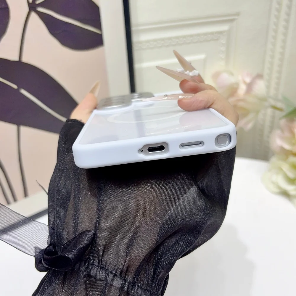 Premium Glossy Magnetic Folding Bracket Case with Glass Lens Protection