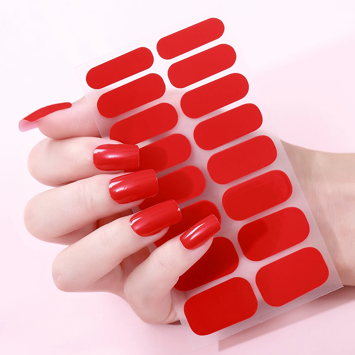 16Tips Full Cover Nail Stickers Simple Solid Color DIY Baking-Free Press on Nails Self Adhesive Manicure nail stickers nail art decoration nail decals