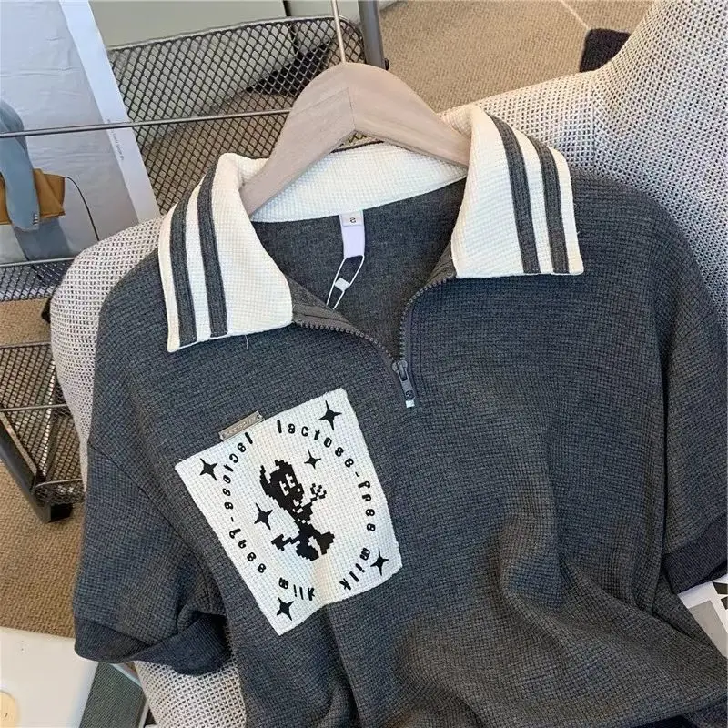 2023 Women Print Two Piece Sets Y2k Short Sleeve Tshirts + Shorts Set New Sports Style Casual Fashion Baggy Ladies Summer Suits