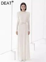 فستان شيفون نسائي من DEAT-Kink ، رقبة مائلة ، خصر فضفاض ، لون واحد ، فساتين سيدة مكتب ، موضة غير رسمية ، جديد ، صيف ، 13DB7036 ، 1