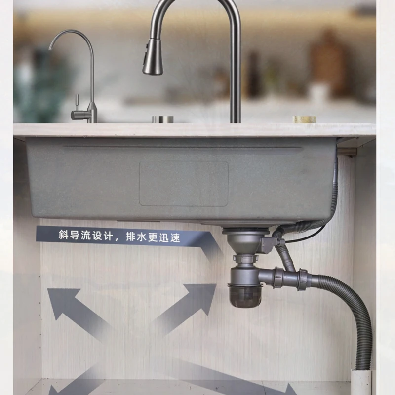 New Rainfall Waterfall Single Slot Kitchen Sink 3mm Thickened Wash Basin Bowl Kitchen Sink Topmount Faucet Drain