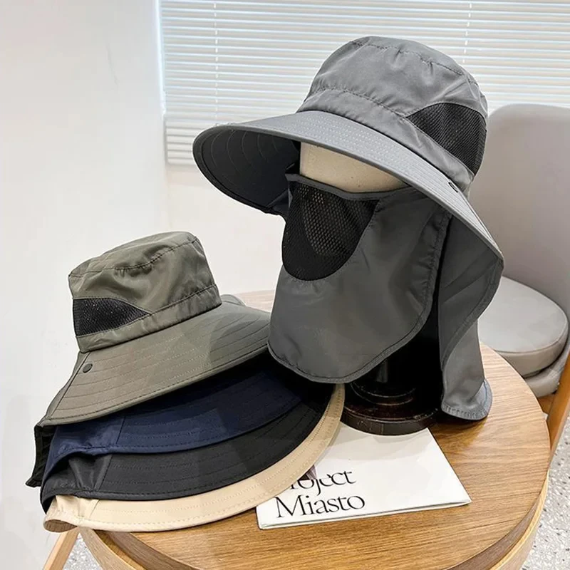 Summer Sun Hats Outdoor Fishing Hats Men's And Women's Camping Visors Bucket Hats Neck Flap Bucket Hats