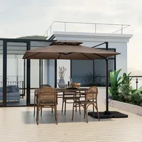 Cantilever Patio Umbrella, Outdoor Square Offset Umbrella with 360° Rotation, Double Top Heavy Duty Patio Hangin 1