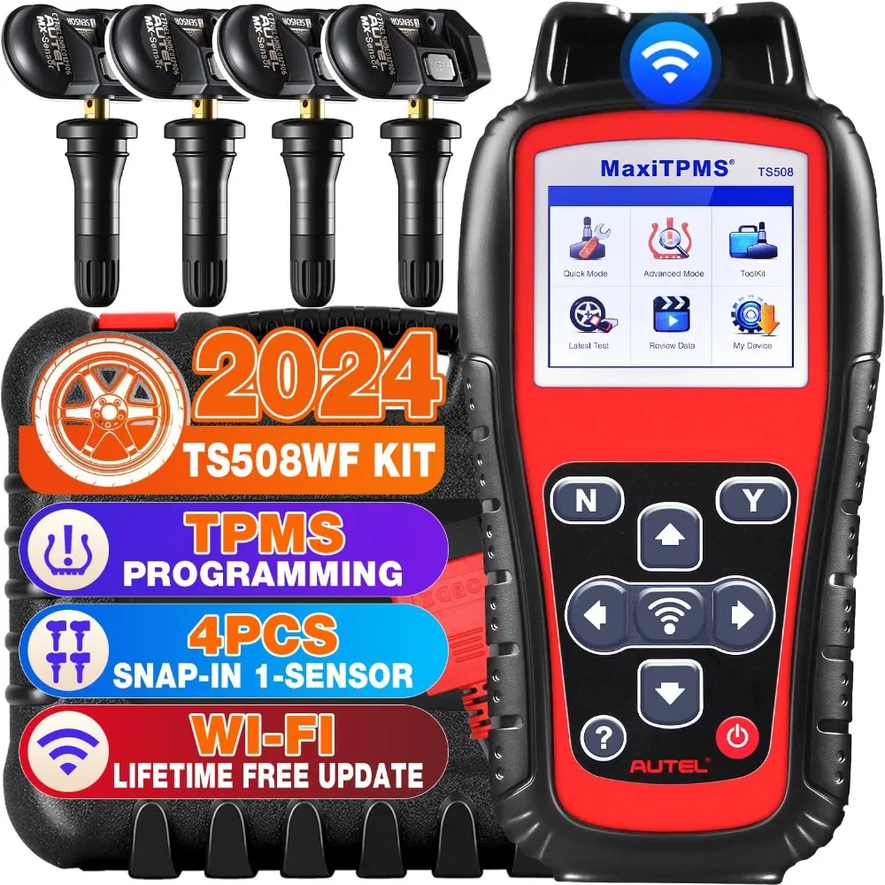 

Autel MaxiTPMS TS508WF KIT TPMS Tool, 2024 WiFi Ver. of TS601/ TS508K/ TS508, со штативом 4 шт. 315 + 433 МГц MX-датчики