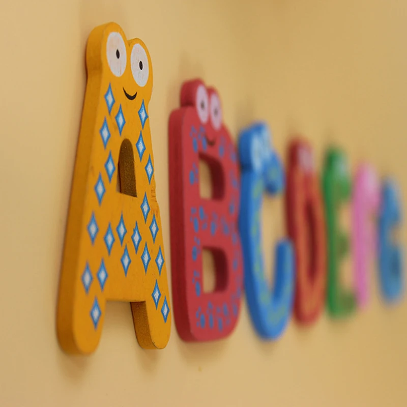 Description Picture 6 of item1Set Magnetic Learning Alphabet Letters Fridge Magnets Refrigerator Stickers Wooden Educational Kids Toys for Children