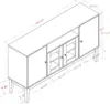 60" Modern Solid Wood Sideboard Buffet Table Storage Cabinet, Coffee Tea Bar Tall Console Table with 4 Doors for Dining Room 3