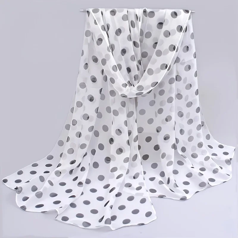 2024 Fashion Printed Dot Chiffon Hijab Scarf Women Pareo Lady Bandanas Beach Towels Summer Muslim Veil Wrap Female Foulard