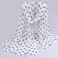 2024 Fashion Printed Dot Chiffon Hijab Scarf Women Pareo Lady Bandanas Beach Towels Summer Muslim Veil Wrap Female Foulard
