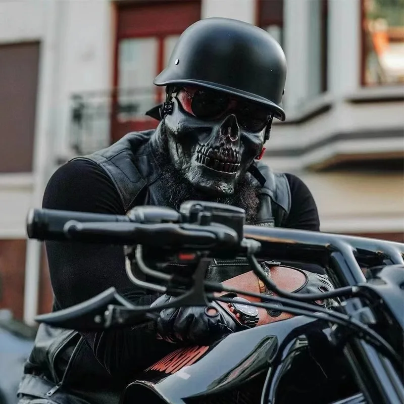 Half Helmet Wearing Glasses With Motorcycle Helmet Motorcycle