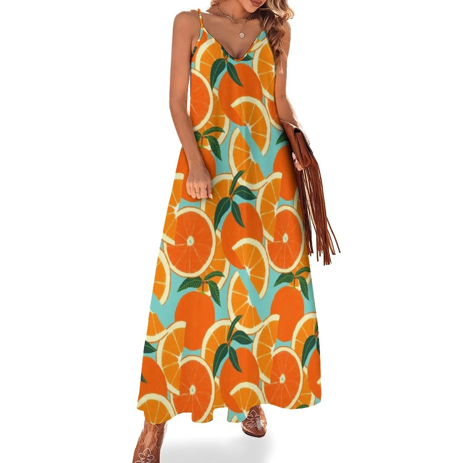 

Orange Harvest - Blue Sleeveless Dress summer dresses ladies 2024 Women's summer dress party dresses women beach dress