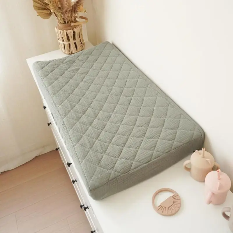 QX2D Pack of 2pcs/1pc Quilted Cotton Changing Pad Cover Fitted Sheet for Baby Comfort