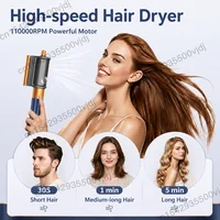 Styler multifonctionnel 6-en-1, soin des cheveux à haute vitesse 110 000 tr/min, sèche-cheveux ionique, séchage rapide, ensemble de bouclage automatique 6