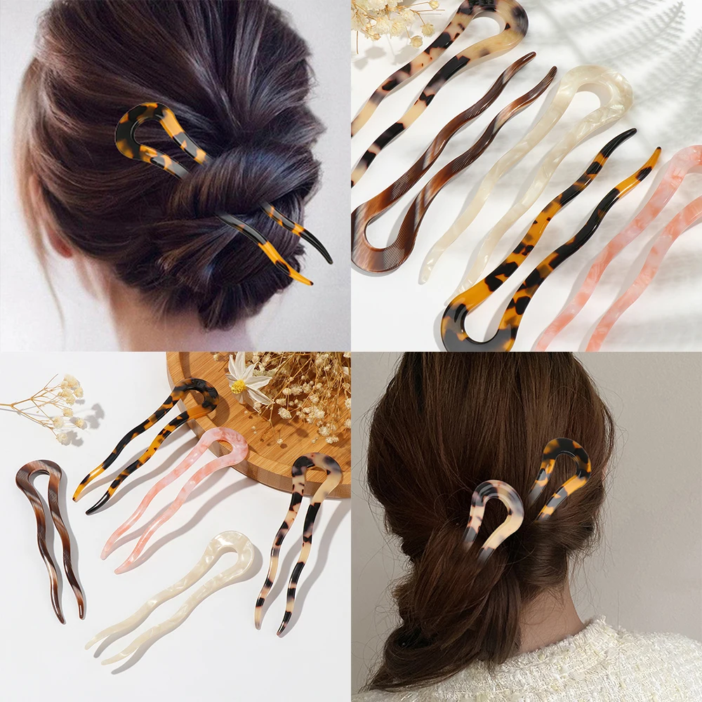 

Леопардовые ретро шпильки для волос, элегантная ацетатная палочка для еды, женские шпильки для волос, заколки для волос, аксессуары для волос