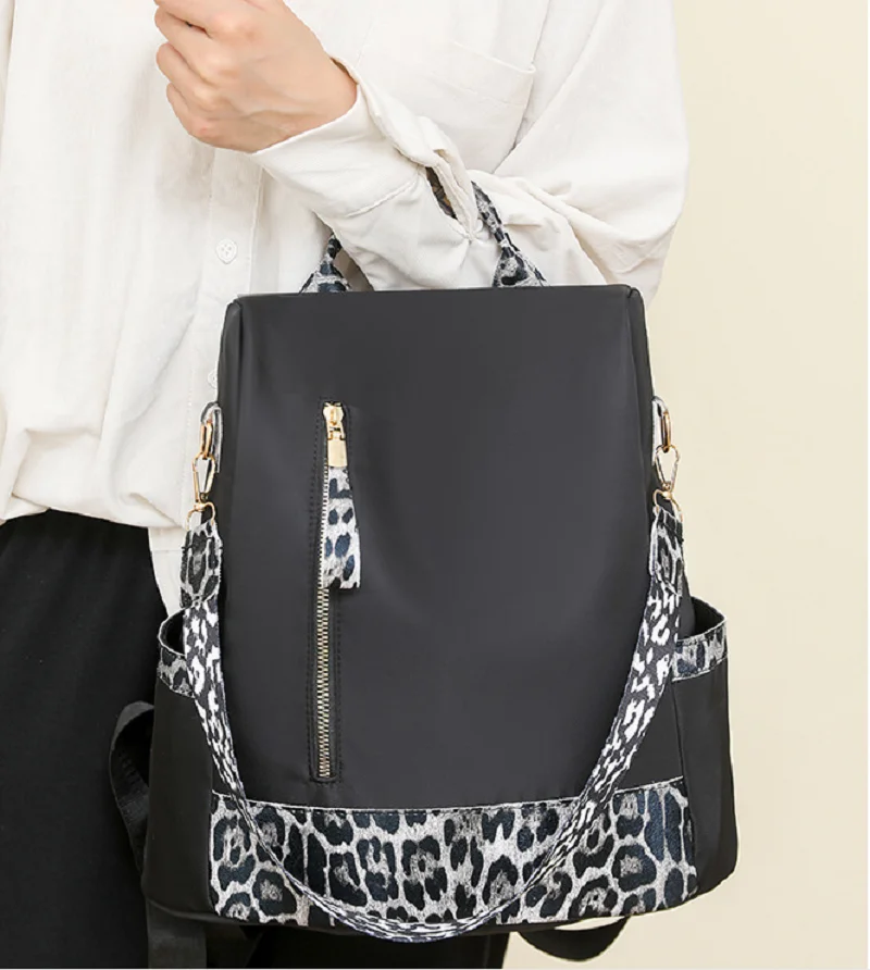 New Fashion Leopard Designer Large Capacity Travel Backpacks Women's Waterproof Nylon Shoulder Bags Totes School Bag Knapsack 6