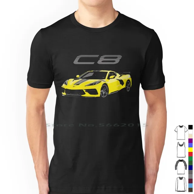 2020 C8 Corvette Stingray T-Shirt - Black, Unisex, Classic Muscle Car Graphic Tee