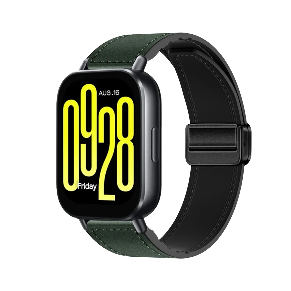 Silicone and Leather Magnetic Buckle Wristband - 22mm/20mm Strap