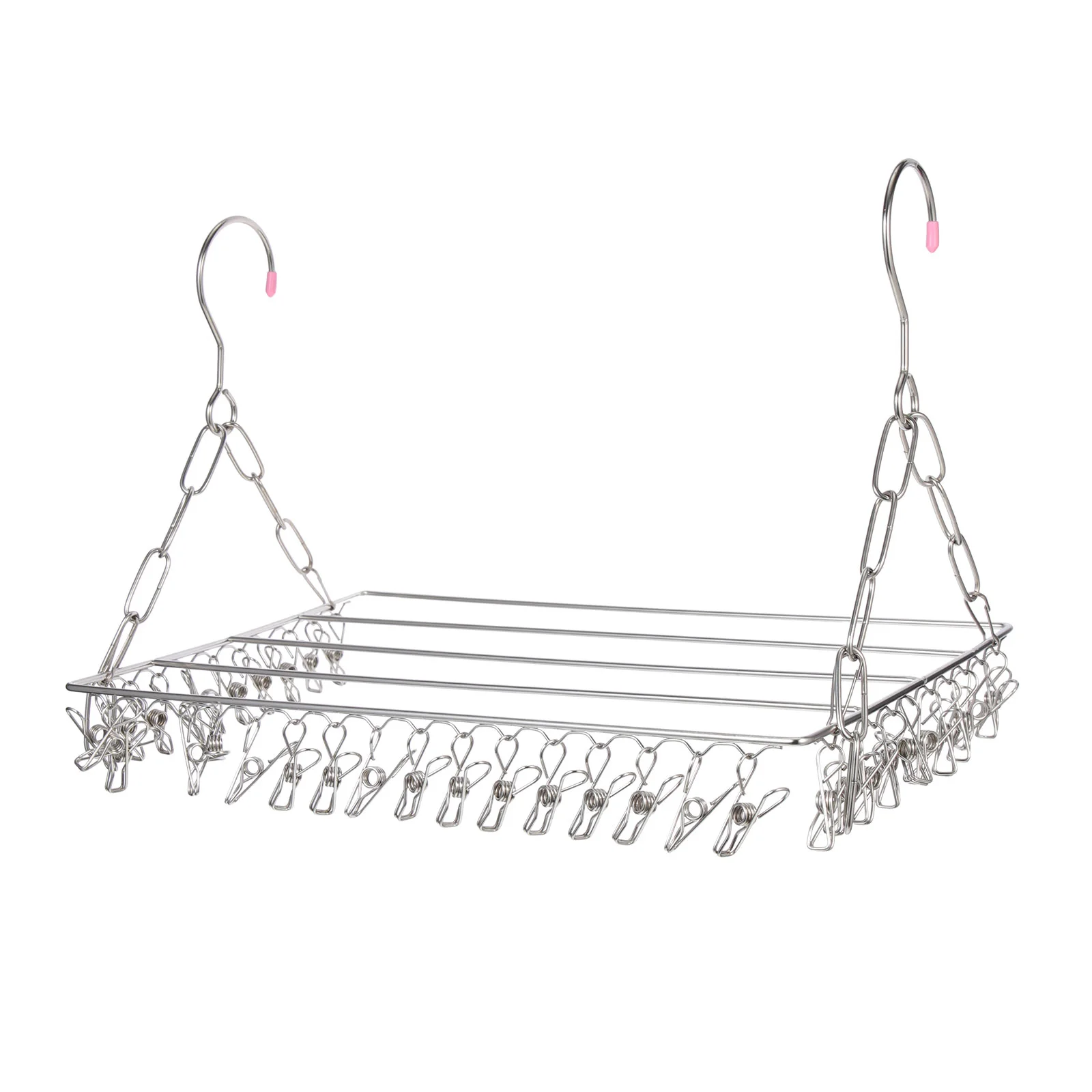 Stainless Steel Windproof Drying Rack Sock Hanger 36 Clips Versatile Home Laundry Racks Underwear Socks Shoelaces Towels Bras