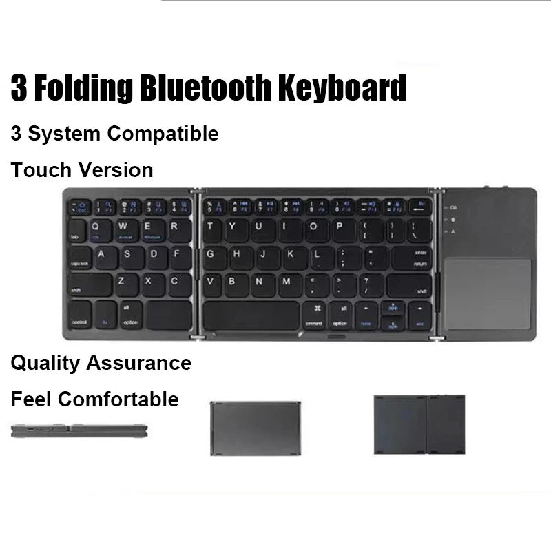 Teclado Dobrável sem Fio com Touchpad Bluetooth Botão Multifuncional Mini Teclado Windows Android Ios Telefone - Imagem 3