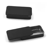 1PC Mini Black Matte Sliding Cover Push-Pull Tin Box Portable U Disk Chewing Gum Metal Box Small Home Ointment Storage Box 2