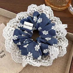 Elegant Blue Lace Edged Hair Band - Versatile Fashion Accessory for Daily Wear and Travel (Deep Blue)