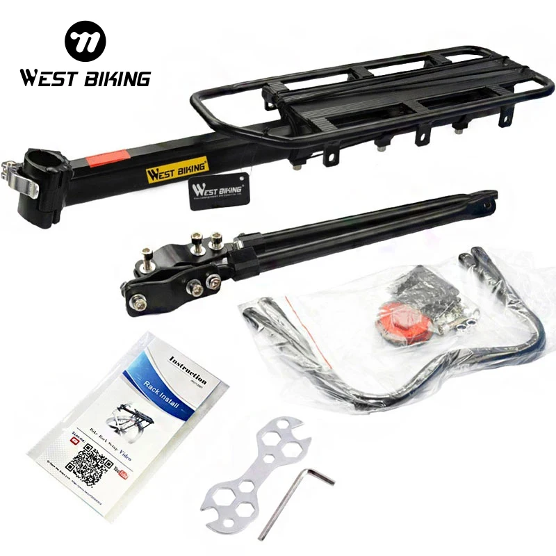 WEST BIKING Bike Rack Aluminum Alloy 50KG Luggage Rear Carrier Trunk for Bicycles MTB Bicycle Rear Shelf Cycling Bicycle Racks