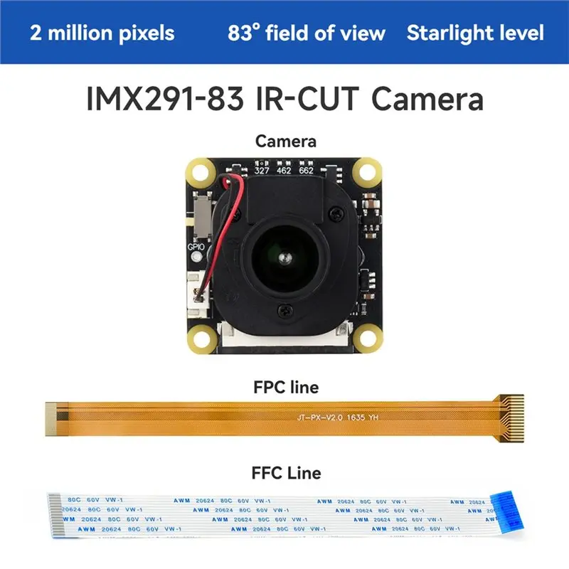 IMX291 2메가픽셀 고정 초점 83 ° FOV 카메라 모듈 스타라이트 레벨 센서 1920 X 1080 IR-CUT IMX291-83