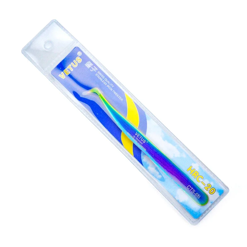 1pcs New VETUS Eyelash Extension Tweezers Stainless Steel Superhard Colorful Lashes Tweezers High Precision Anti-Static Tweezers 6