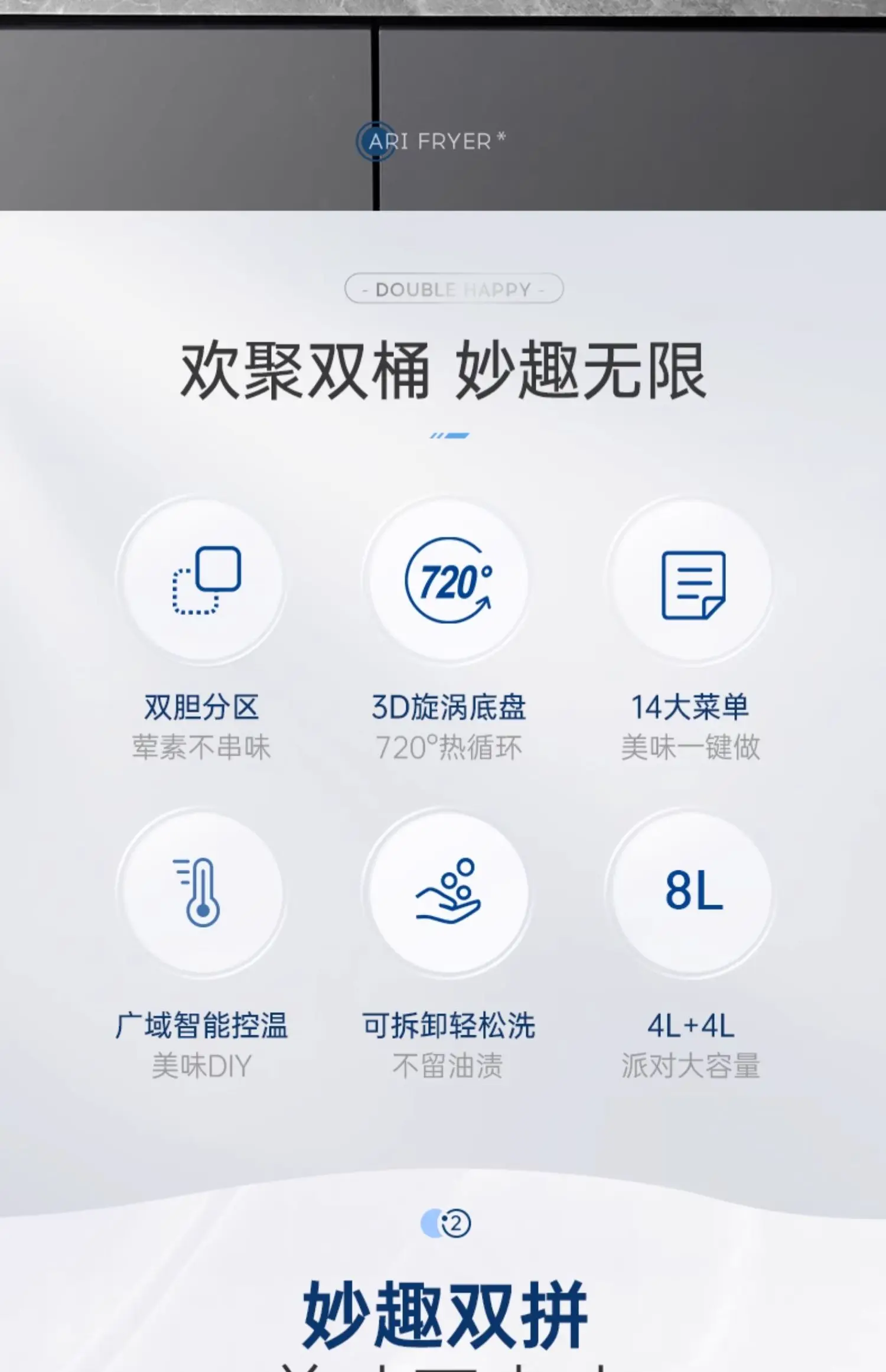 Description Picture 4 of item220V Multi-Functional Dual Chamber Air Fryer: with 4L+4L Dual-Capacity Non-Stick Basket,Independent Temperature Control