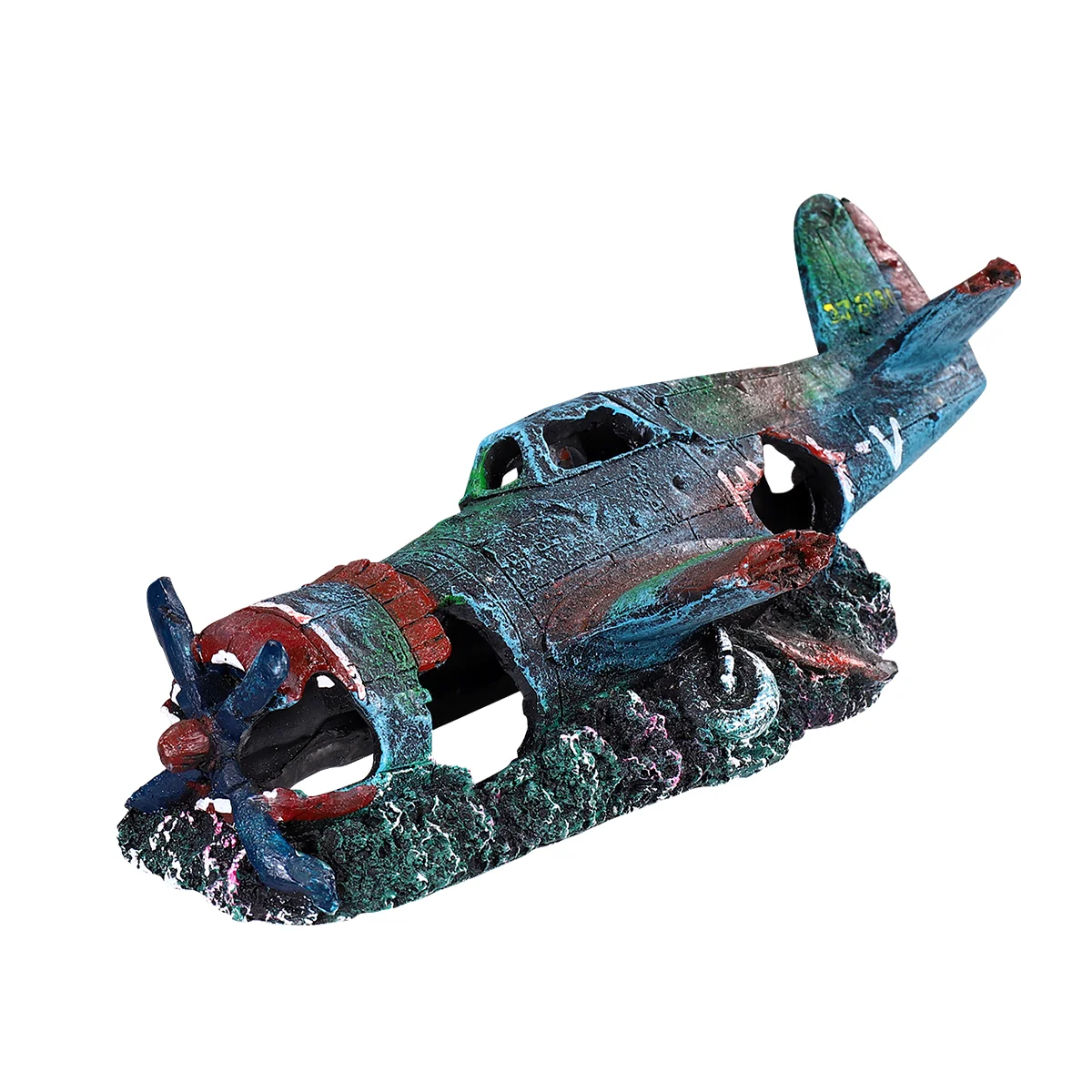Resin Craft Fish Tank Plane Artificial Plane Wreckage Decor Aquarium Landscape Ornament Size S aquarium plane