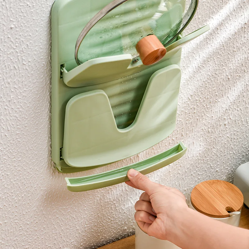 

Household Pot Cover Bracket Pot Cover Rack Multifunctional Hanging Rack Double-layer Folding Chopping Board Rack Kitchen Tools