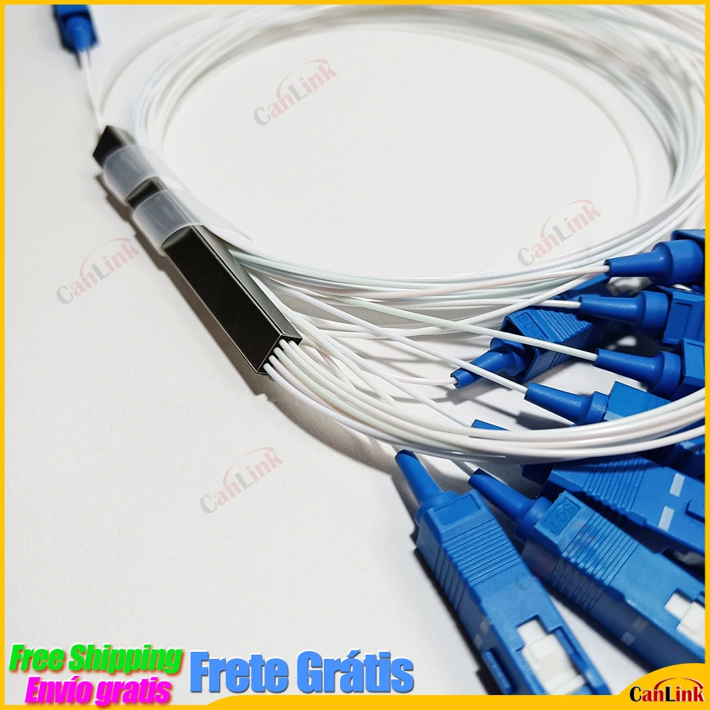  High Quality 5/10/20pcs/Lot 1X2 1X4 1X8 1X16 1X32 PLC SC/UPC SM 0.9mm G657A1 PVC 1m FTTH Fiber Optic Splitter