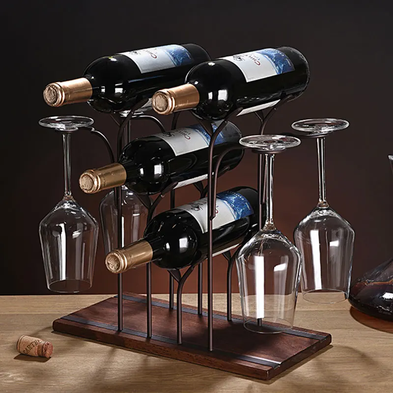 

Simulated Leaf Shape Wine Rack Light Luxury Wood Upside Down Wine Glass Holder Organize Storage Shelves for Kitchen Home Bar