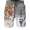 2024 Summer New Men Beach Shorts Casual Cool Animal 3d Print Tiger Short Pants Running Trunks Breathable Men Pockets Swimwear 4