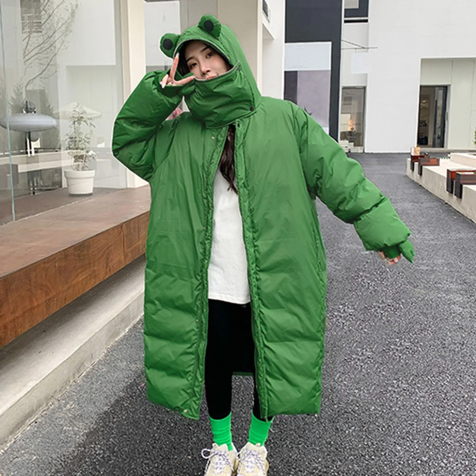 Ugly Funny Fog Jacket Womens Autumn Winter Green Parkas Hoodies Slim Outdoor Padded Blazer Korean Doll Cosplay Chaquetas Mujer fishing trout 3d all over print crewneck hoodies sweatshirts zipper shorts outdoor vocation sport streetwear unisex clothing