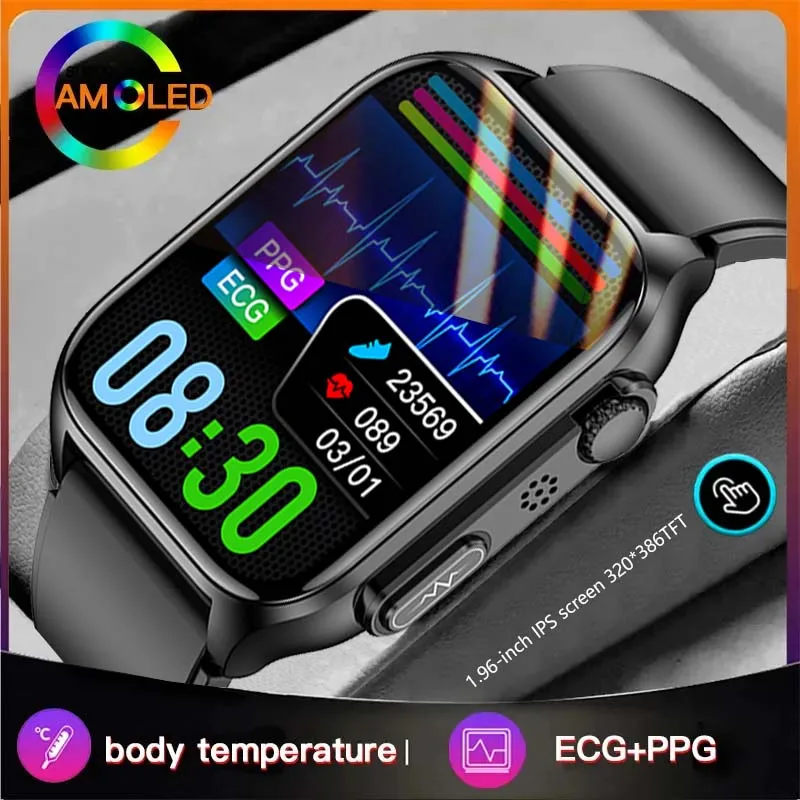 

2023 New Men's Health smartwatch Non-invasive blood sugar Bluetooth call ECG+PPG temperature monitoring Women's smartwatch + box