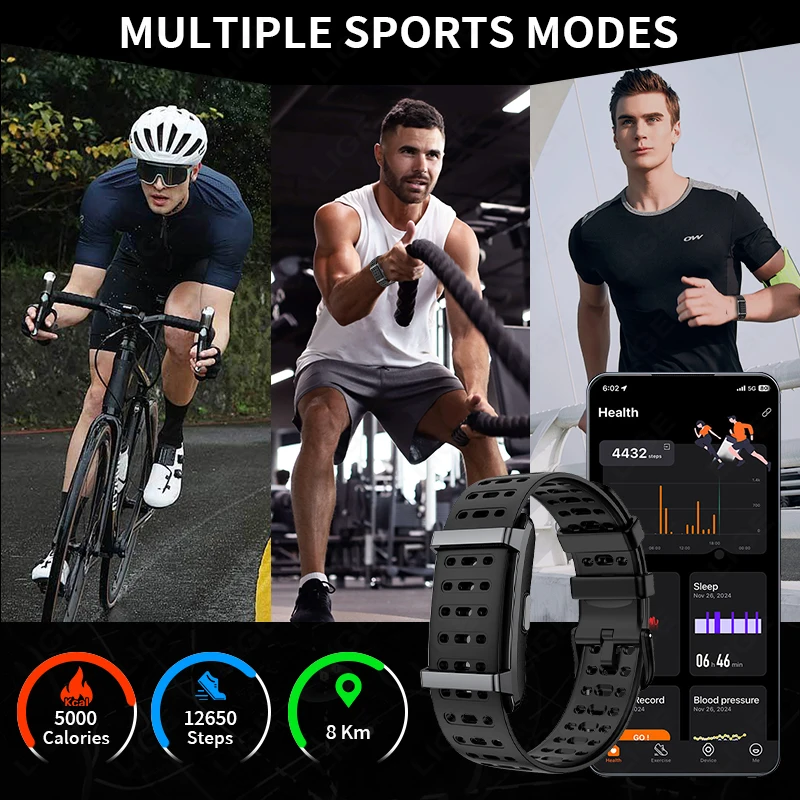 LIGE No Screen Smart Watch Sports Outdoors Fitness Heart Rate Monitor 1ATM Waterproof New Men Smart Bracelet For Andrio IOS 2026