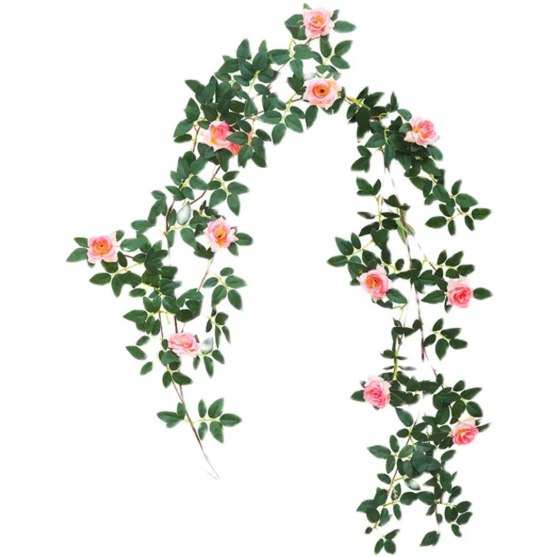 Simulated Rose Vine Decoration Air Conditioning Duct Obstruction Wrapped Wall Decoration