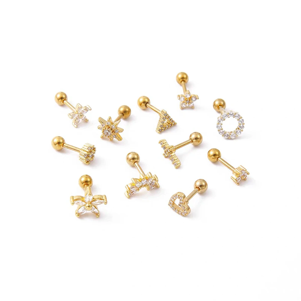 Stainless Steel Mini Zircon Stud Earring Women Gold Color Helix Ear Studs Tragus Cartilage 1 Piece stud earrings