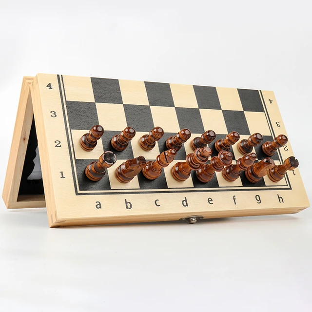 Wooden Folding Chess Board Set Adult Board Games Luxury Family