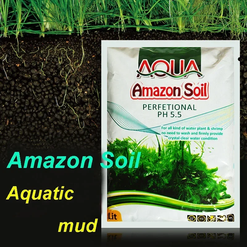 1L ian Aquarium Planted Substrate Sand, Soil Fertilizer Mud for Fish Tank Plants Care Freshwater Gift of Grass Seeds