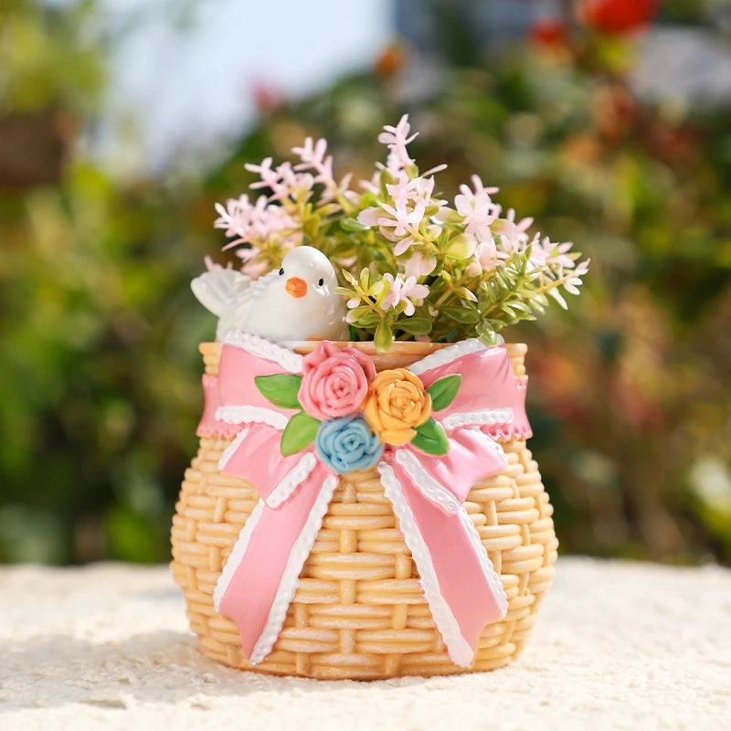 1pc 10*8*8cm Cute Imitation Crochet Pencil Holder Creative Study Desk Office Desktop Storage Decoration Cute Cartoon Small Gift