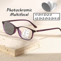 Multifunctional Progressive Multifocal Reading Glasses Vintage Small Frame Photochromic Glasses Men Women Far Sight Eyewear 1