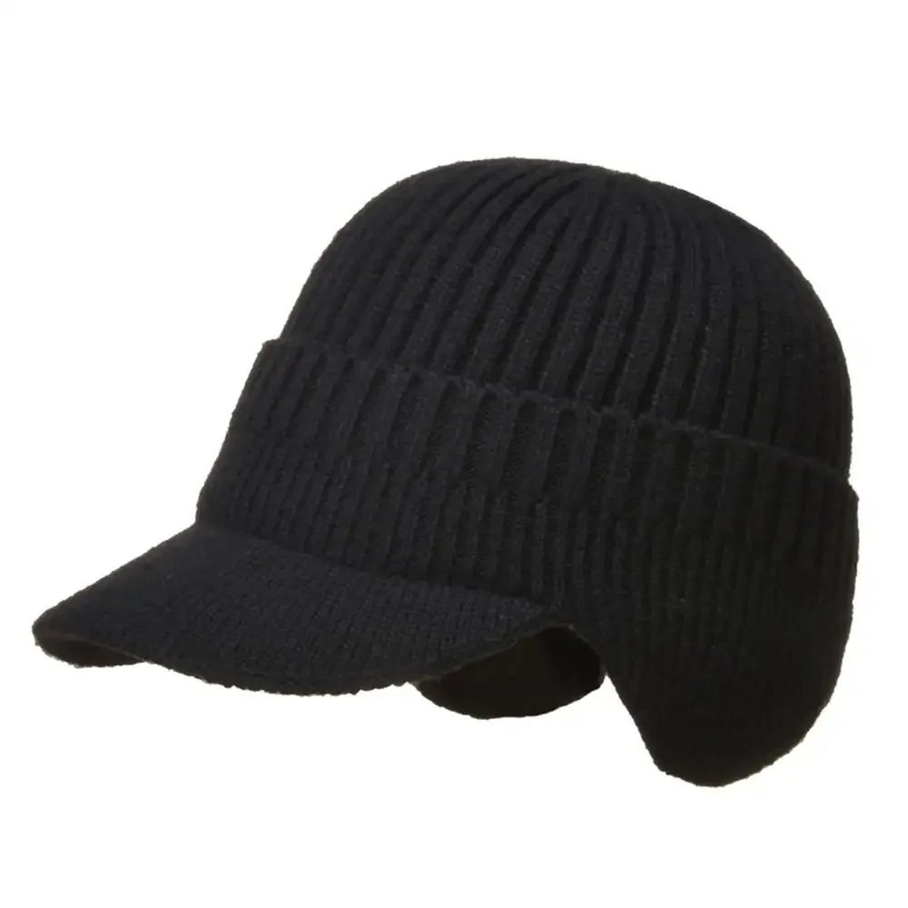 Customizable Knitted Wool Hat with Ear Muffs and Sun Visor Hats Men Cap Hat knitted hat,earflap hat