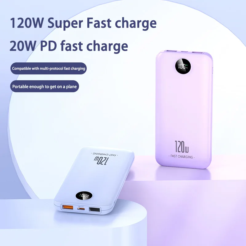Xiaomi 120W Power Bank 200000mAh Large Capacity Fast Charging Mobile Portable Digital Display Spare Battery for Iphone Huawei 5