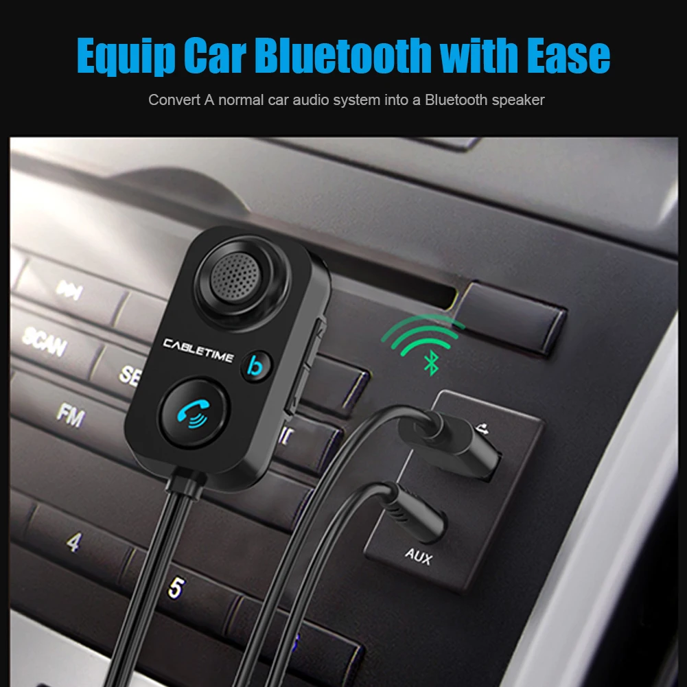 Car Bluetooth Receiver 5.1 AUX Audio 3.5mm Wireless Adapter for Hands-Free Car Bluetooth Audio Amplifier Speaker Headphone