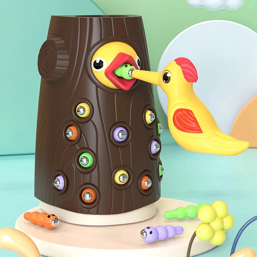 Children' s Toys Of Woodpecker Insect Catching Game Toy, Early Education Magnetic Fishing Toys for Children Kids Gifts 5
